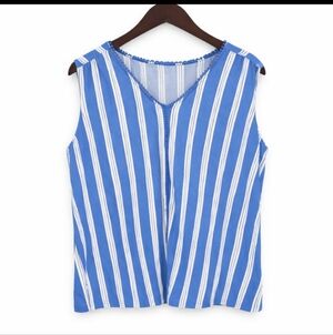 Lands End Blue White Striped Sleeveless Top Sz  1X